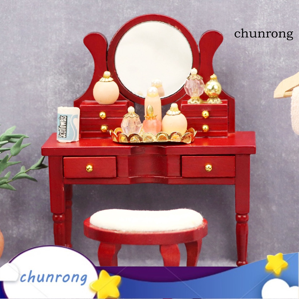 Bàn trang điểm mini bằng gỗ tỷ lệ 1 / 12 trang trí nội thất cho nhà búp bê