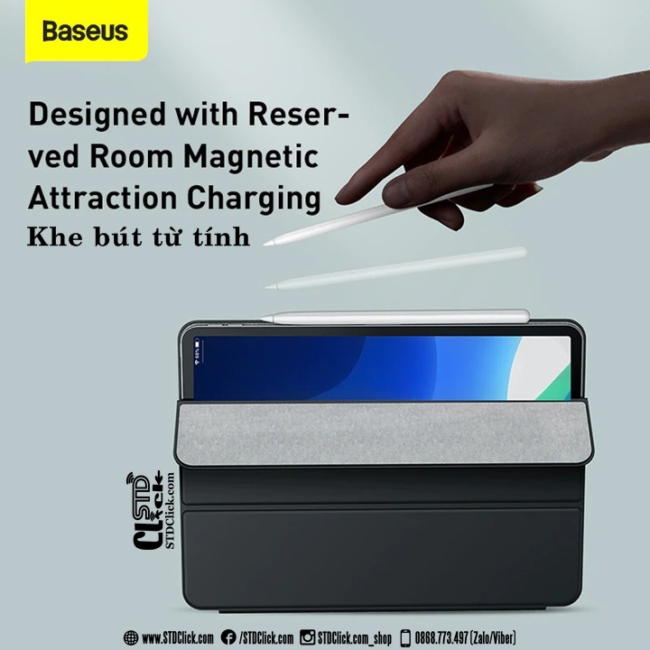BAO DA IPAD AIR 4 2020 - AIR 10.9 BASEUS SIMPLISM THREE-FOLD NAM CHÂM HÍT LƯNG CHÍNH HÃNG | BigBuy360 - bigbuy360.vn