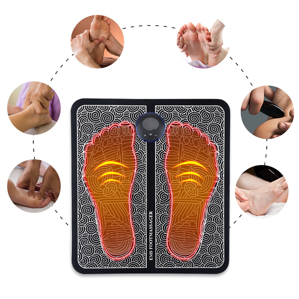 [Mẫu mới] Thảm massage chân thông minh EMS 8 chế độ, thảm điện mát xa bàn chân thư giãn cơ bắp, giảm đau mỏi chân