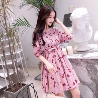 Đầm váy babydoll cherry 2 màu (kèm hình thật)