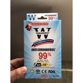 Khẩu trang Wakamono Trẻ em - (4 Lớp, Hộp 10 Cái)