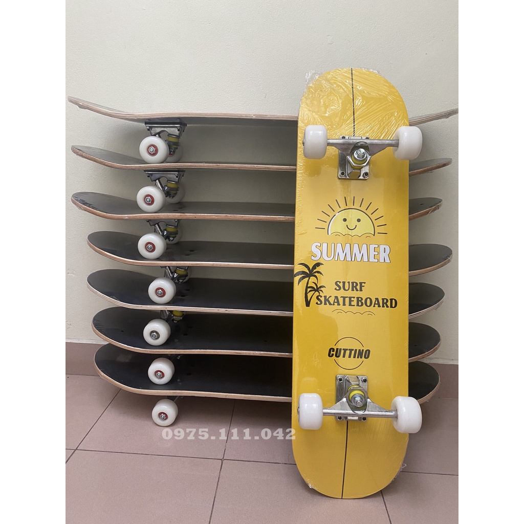 Ván Trượt Skateboard - Bánh Phát Sáng, Mặt Nhám Cao Cấp Gỗ Phong Ép 7 Lớp