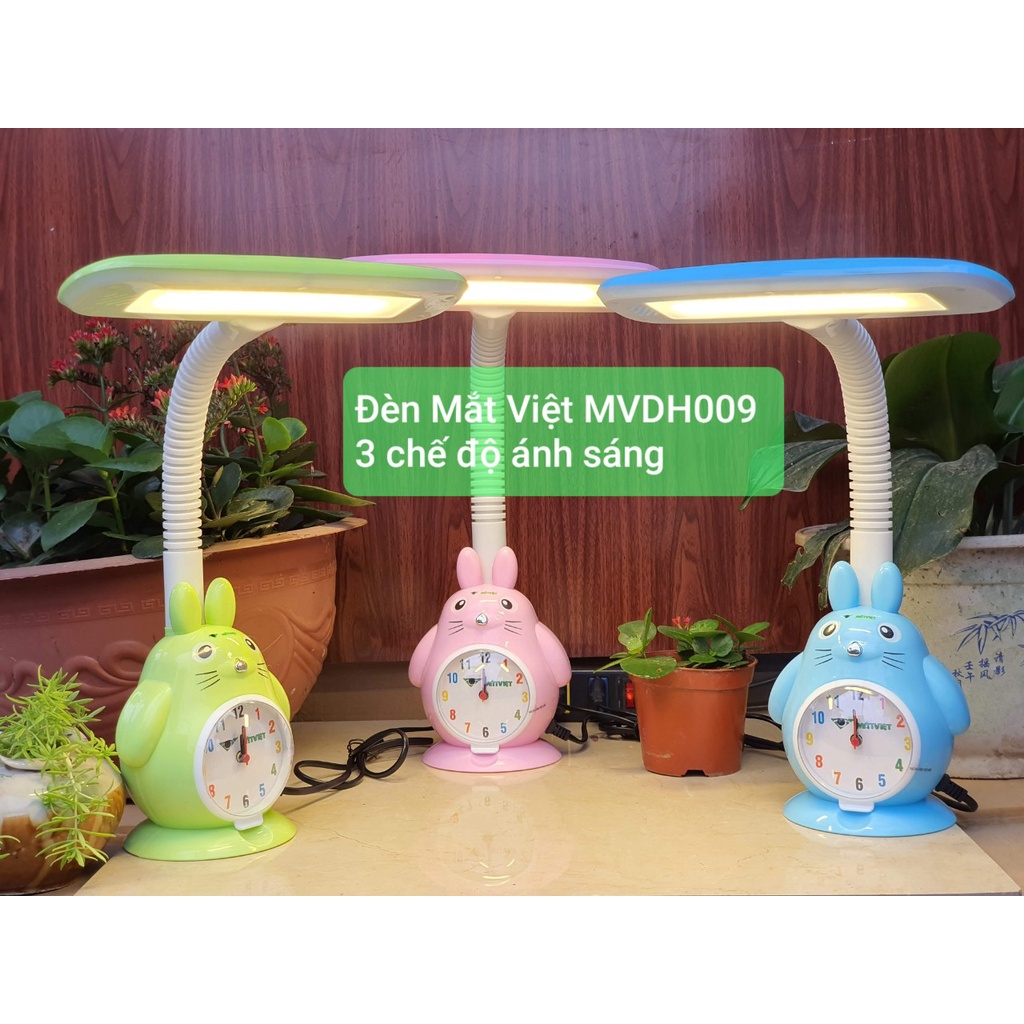 ĐÈN BÀN HỌC SINH CHỐNG CẬN THỊ MẮT VIỆT MVDH 009 - ĐÈN LED 3 CHẾ ĐỘ ÁNH SÁNG - ĐỒNG HỒ BÁO THỨC GÀ DỄ THƯƠNG