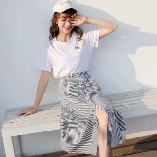 Set Quảng Châu cao cấp, đầm sọc phối cúc kèm nịt