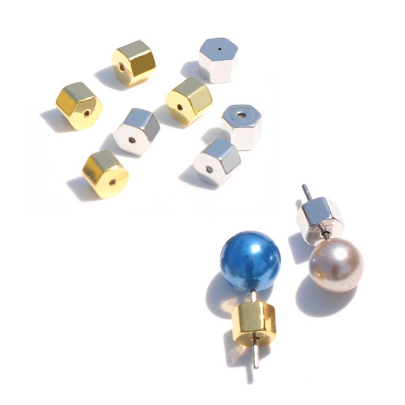 1 Cặp Khuyên Tai Đinh Tán Hình Lục Giác Bằng Kim Loại An Toàn Thời Trang