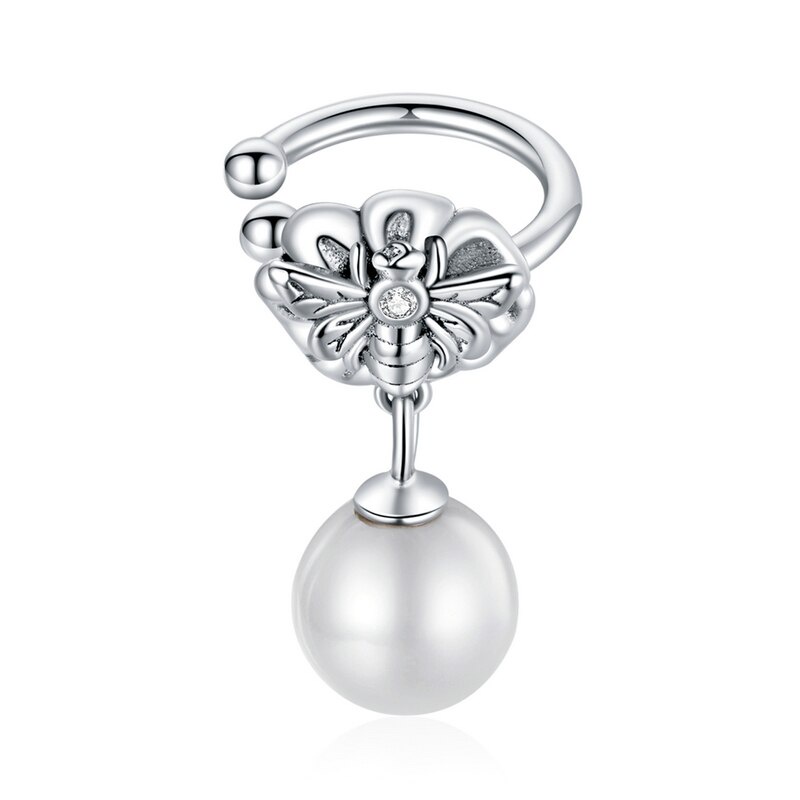 Khuyên Tai Kẹp Bamoer BSE513 Bằng Bạc 925 Hình Ong Đính Ngọc Trai Nhân Tạo 5 Kiểu Thời Trang Không Dị Ứng Cho Nữ