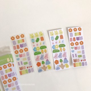 Set sticker 4 tấm hình dán hoạt hình Gấu Thỏ cute