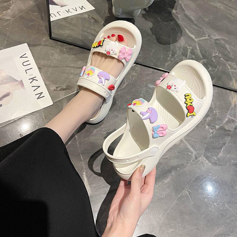 Dép 2 quai ngang - Dép crocs siêu mềm, chống trơn trượt, tặng kèm 14 Jibbitz