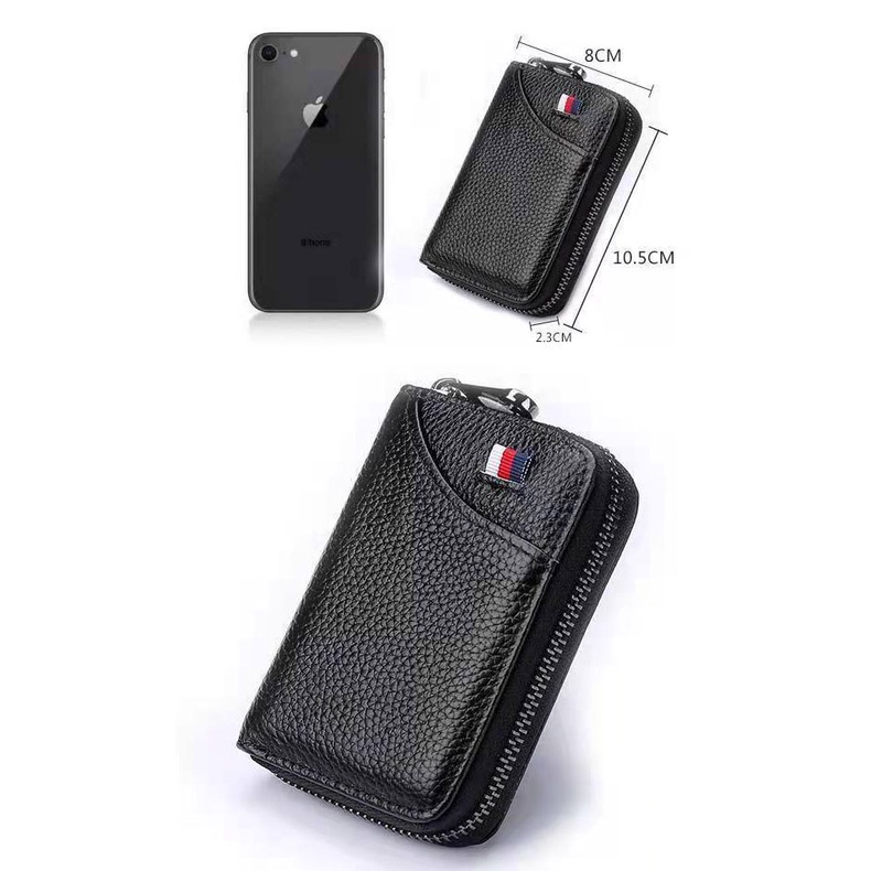 Ví da mềm mini siêu mỏng có khóa kéo đựng tiền xu/thẻ/chìa khóa cho nam nữ