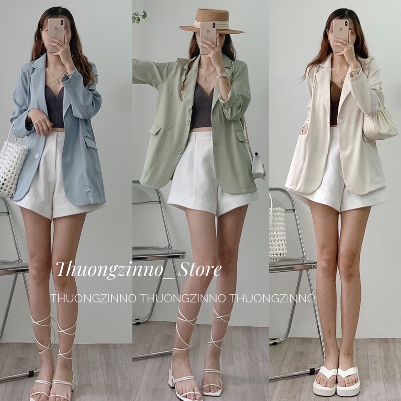 [Ảnh thật/Video] Áo blazer Trơn/kẻ nhiều màu Áo vest lịch sự