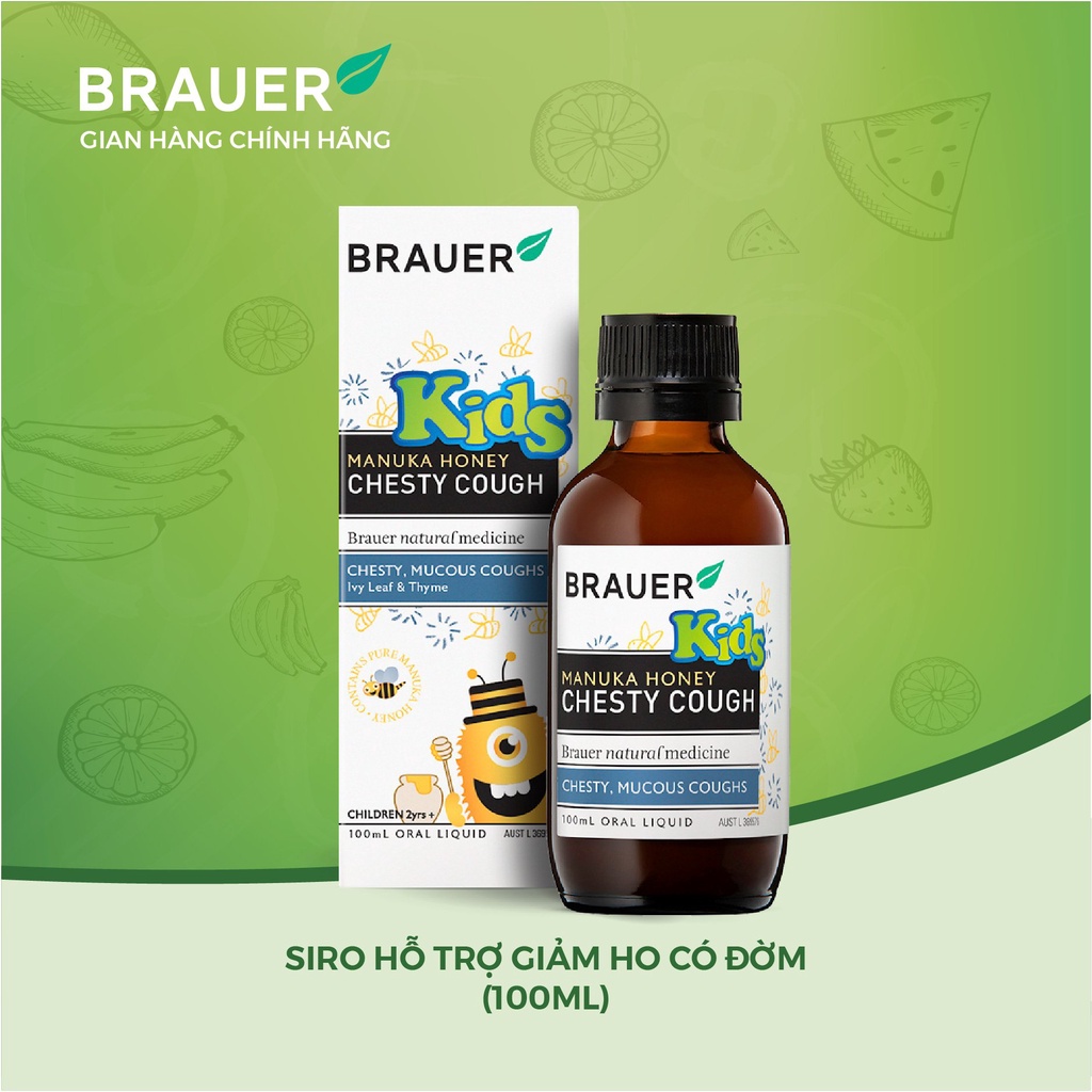 Brauer Chesty Cough Giảm Ho Có Đờm Dạng Lỏng cho bé 2 tuổi trở lên (100ml) mẫu cũ