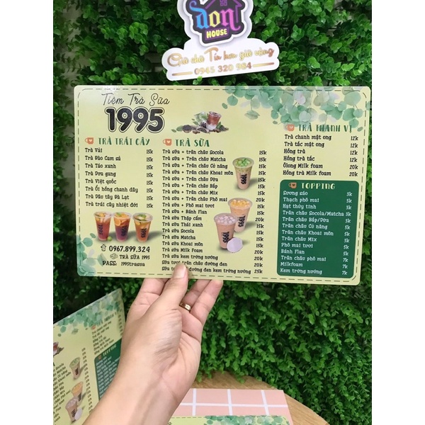 Menu A4 nhựa pvc