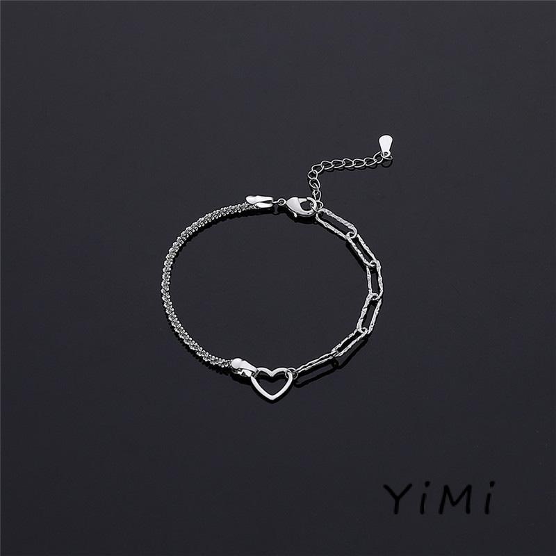 vòng tay nữ Mạ Bạc Hình Trái Tim Đôi Thời Trang Cho Nữữ