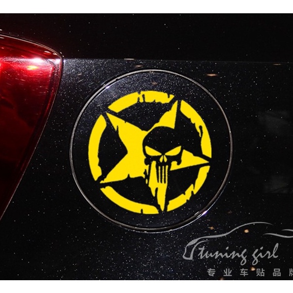 Miếng Dán Phản Quang Trang Trí Nắp Bình Xăng Xe Hơi / Laptop / Mũ Bảo Hiểm Hình Đầu Lâu / Ngôi Sao