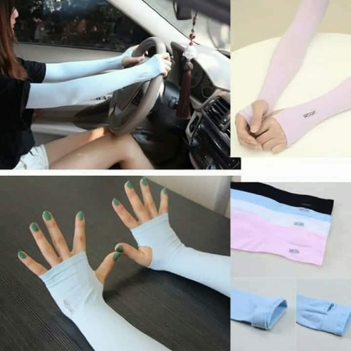 Găng tay chống nắng xỏ ngón Aqua-X Hàn Quốc - Bao tay đi phượt Letslim Siêu Mát chống tia UV