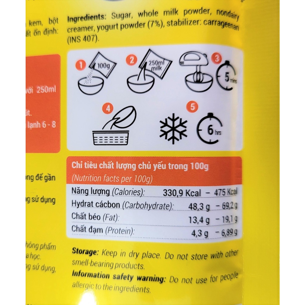 [Gói 100g – vị SỮA CHUA ] BỘT LÀM KEM VIÊN [VN] BENUSCREAM Yogurt Ice Cream Scoop Mix