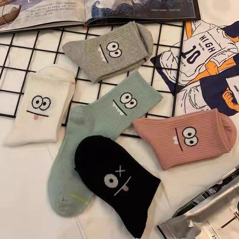 Tất cổ cao Bivota Vớ Nữ Cổ Cao Hàn Quốc In Hình Đôi Mắt Cực Đáng Yêu T27