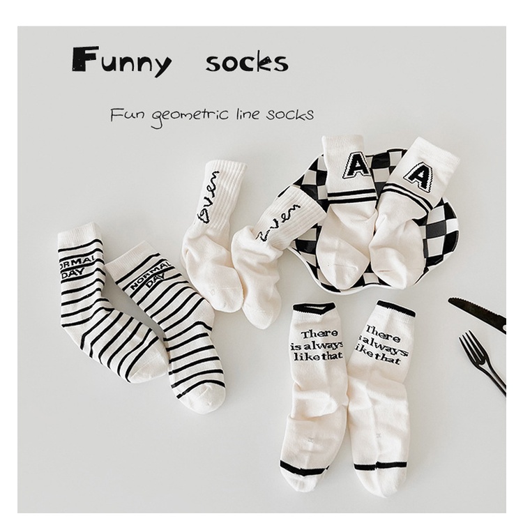 Set 4 đôi vớ cotton in chữ cái đơn giản thời trang mùa thu KOKOROCARE msw-31 2022 cho bé 1-8 tuổi