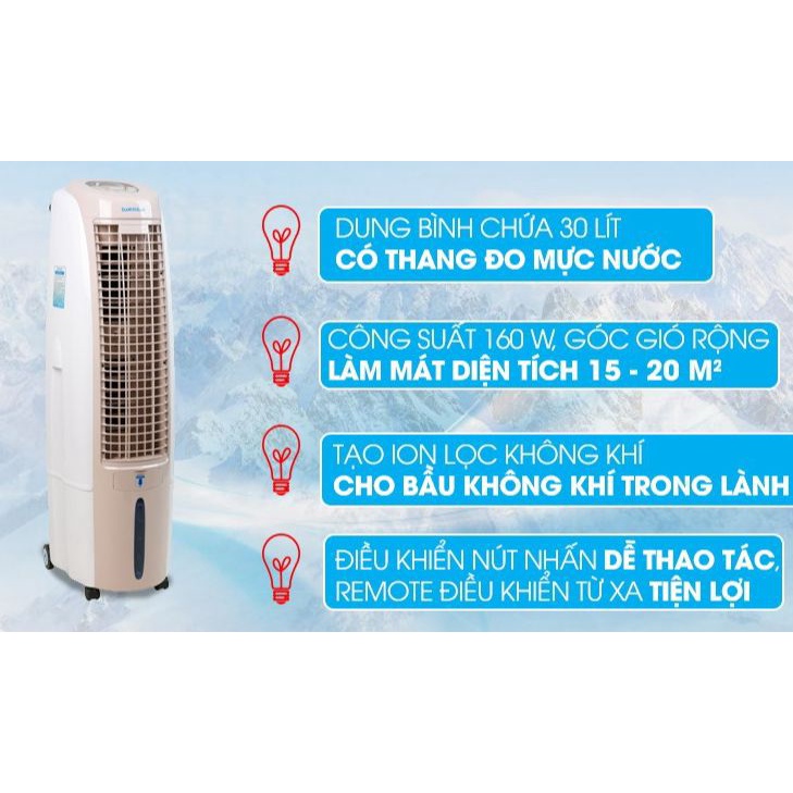 Quạt điều hoà hơi nước Daikiosan DKA-02500B Chính Hãng trưng bày mới 99%- công suất 160 W phạm vi làm mát từ 20 - 30 m2