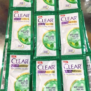 1 dây 10 gói dầu Gội Clear Mát Lạnh Bạc Hà Gói 6G