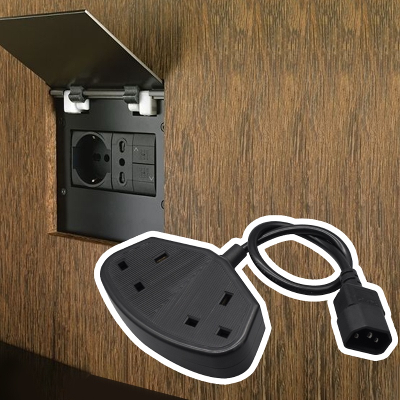 Ổ Cắm Điện Chuyển Đổi BT C14 Đầu Đực Sang UK Đầu Cái