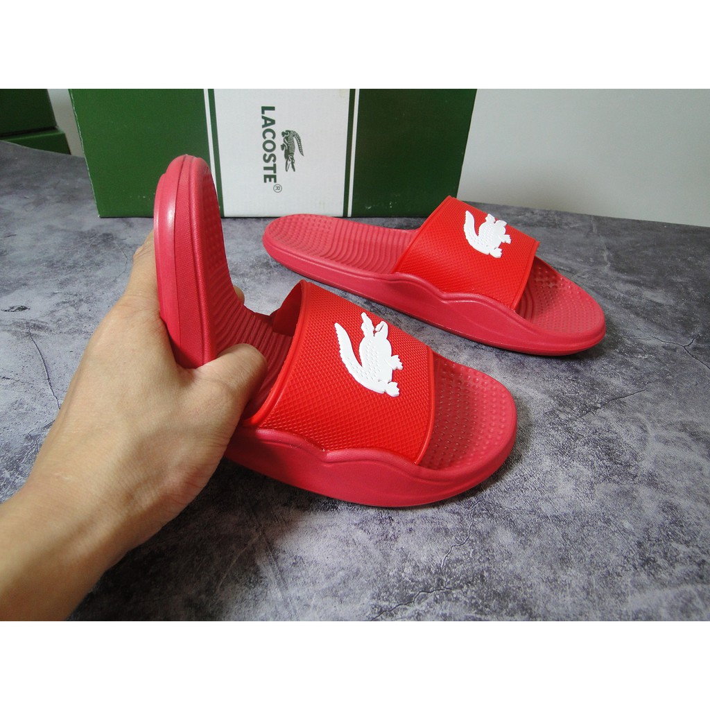 Dép Lacoste KZ xuất dư màu đỏ - Rẻ vô địch - Đổi size 7 ngày