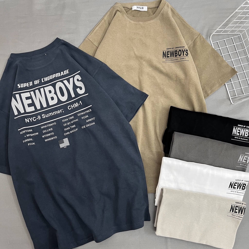 Áo thun tay lỡ nam nữ MEANSTORE phông in hình cotton vải mát form rộng phong cách Ulzzang - Ảnh thật Newboy