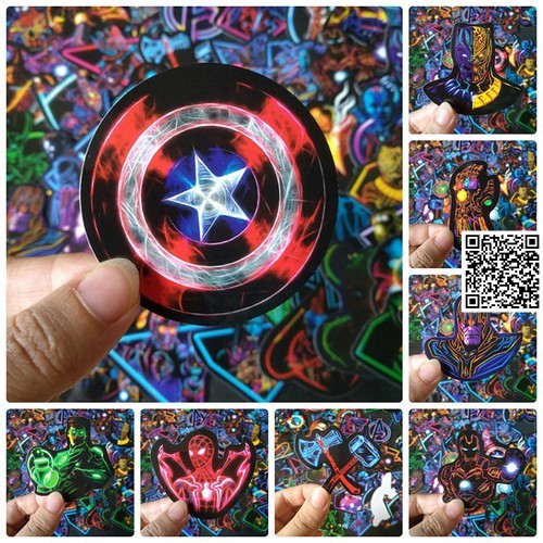 1182 Hình dán Neon siêu anh hùng Marvel AVENGERS Endgame chống trầy, chống thấm nước, không phai màu dưới ánh nắng