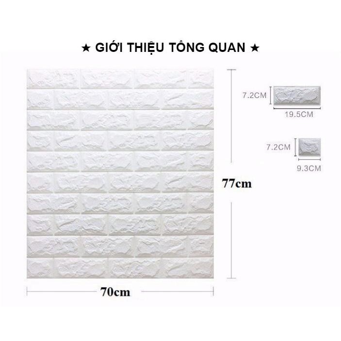 Tấm xốp dán tường 3D giả gạch khổ lớn 70 x77cm - Hàng 5mm - Chống ẩm cách âm cách nhiệt - Có video thực tế