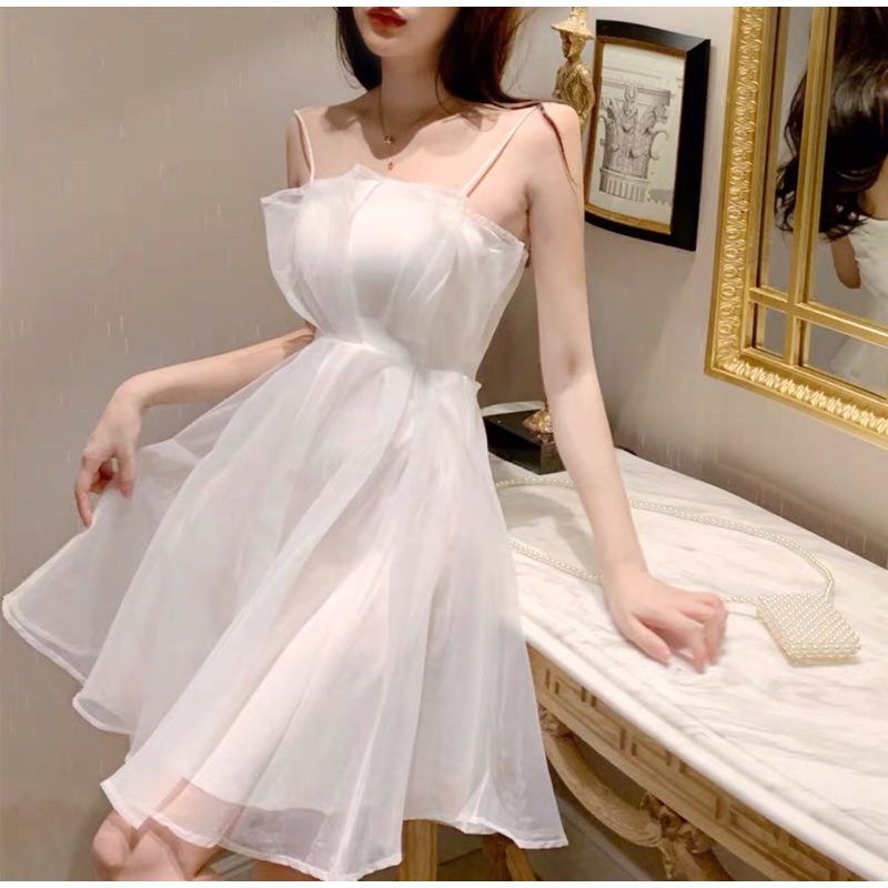 váy kiểu hai dây nữ , váy hồng trắng , sexy body , váy đi đám cưới dự tiệc party ...