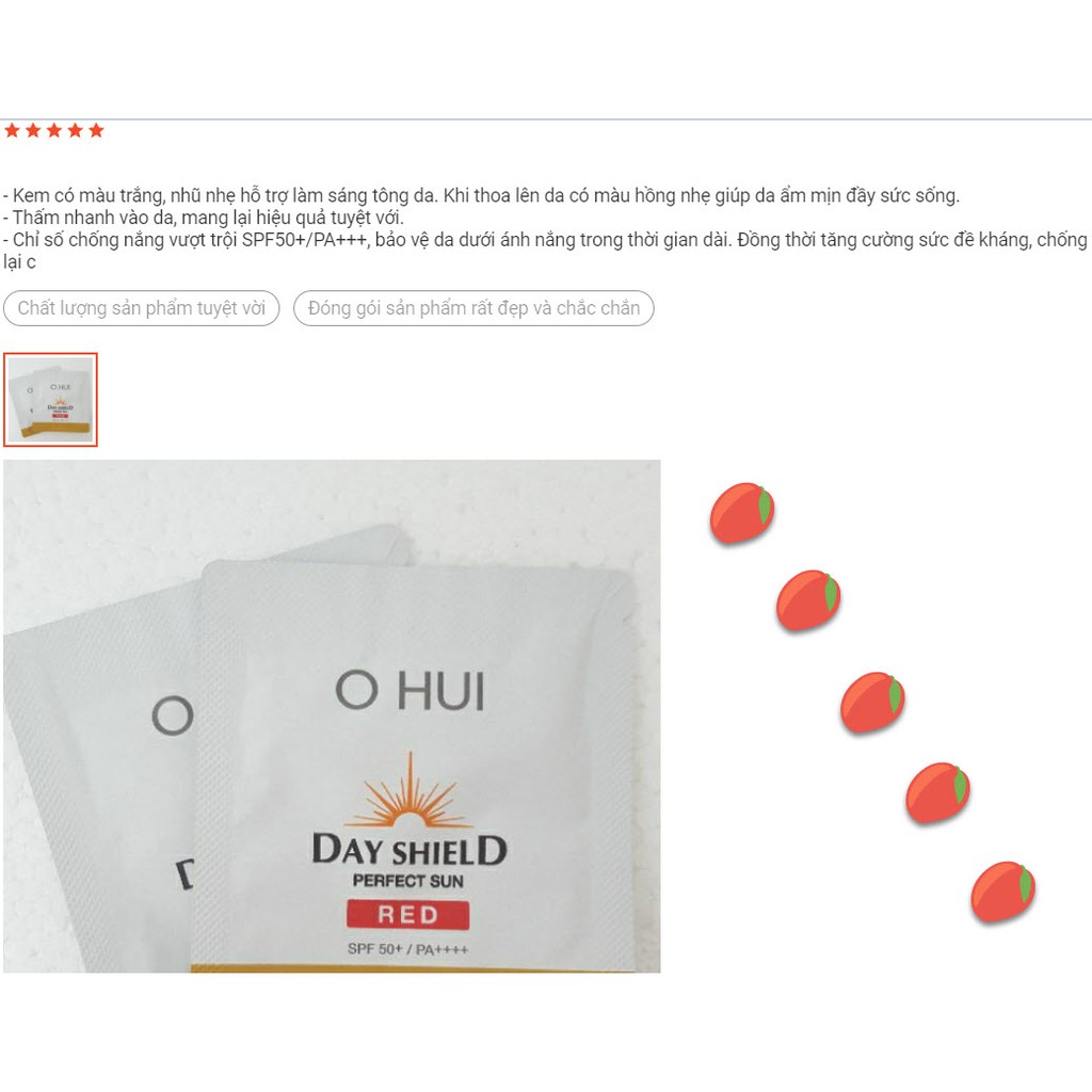 Kem chống nắng dưỡng trắng Ohui Dayshield Perfect Sun Pro Red dành cho da nhạy cảm - gói 1ml , date siêu dài