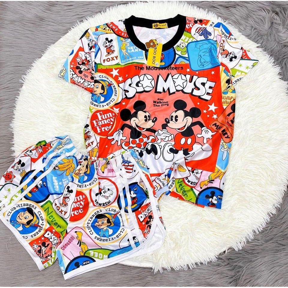 Đồ Bộ Pijama Thun Lạnh 3D Cao Cấp Tay Ngắn Quần Đùi Họa Tiết Hoạt Hình Dễ Thương P2