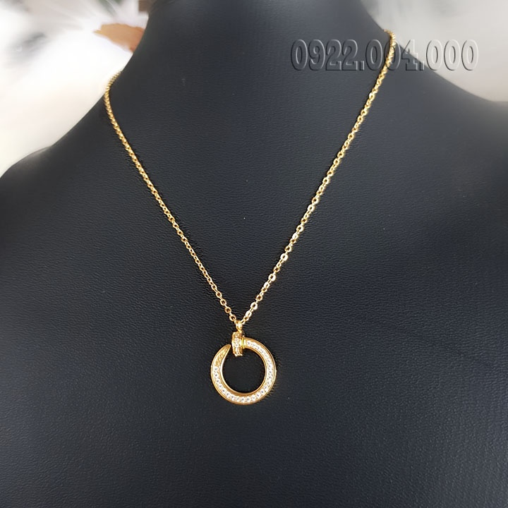 Dây chuyền nữ đinh uốn cách điệu cẩn đá DZ1797