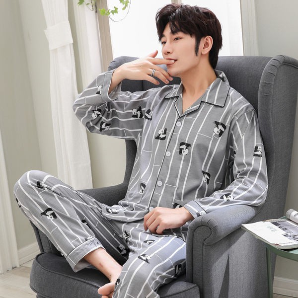 Bộ đồ ngủ pijama dài tay thời trang mặc ở nhà cho nam