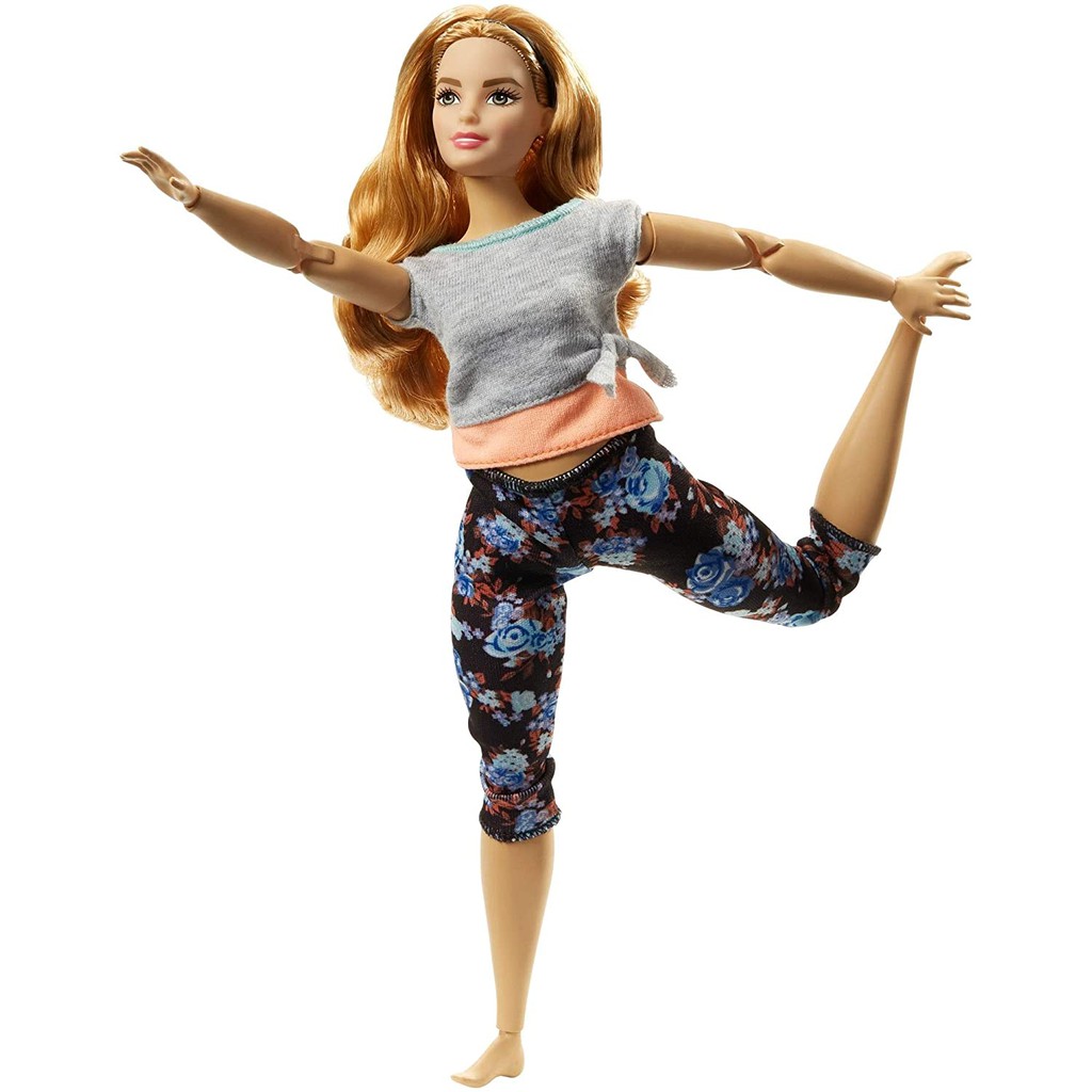 Barbie Made to Move Dolls with 22 Joints and Yoga Clothes, Floral, Pleach FTG84 Búp Bê barbie 22 Khớp Nối Quần Áo Tập yoga Hoa Xếp Nếp ftg84