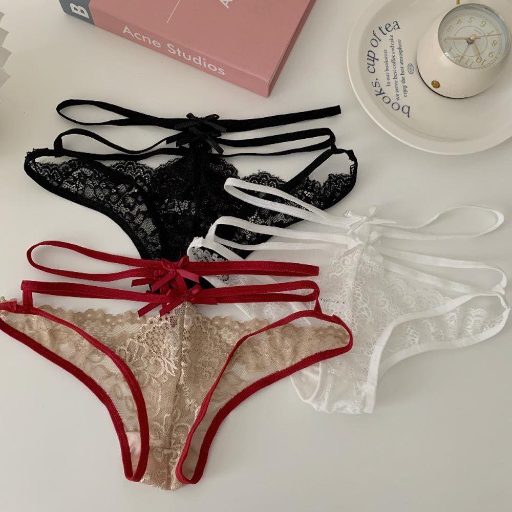 Quần Lót Lưới Ren Hoa Trong Suốt Dây Chéo Thoáng Khí Dành Cho Nữ