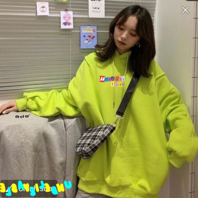 Áo Khoác Hoodie Trơn Ulzzang Unisex Màu Xanh Chuối Chất Nỉ Bông Cao Cấp Dáng Rộng Nam Nữ - MM