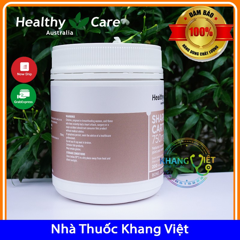 Sụn vi cá mập Healthy Care Shark Cartilage 750mg 200 viên, mẫu mới, date xa