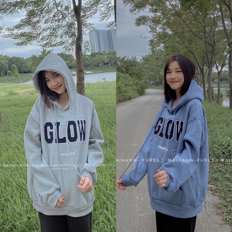 Áo hoodie nỉ lót bông chữ GLOW | BigBuy360 - bigbuy360.vn