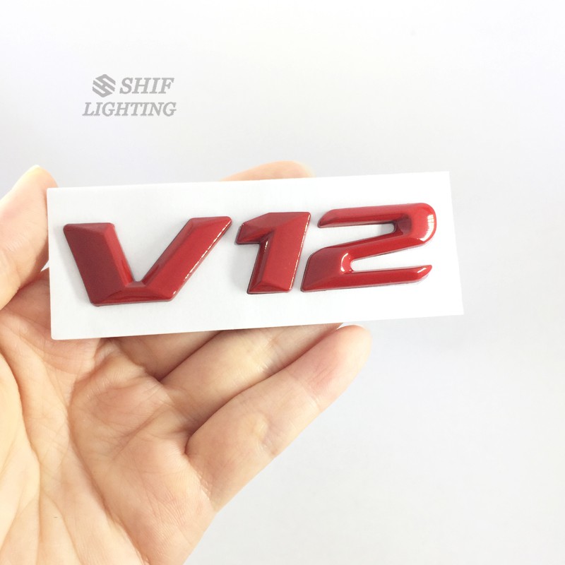 Logo V8/V12 bằng kim loại dán xe hơi Mercedes Benz Turbo