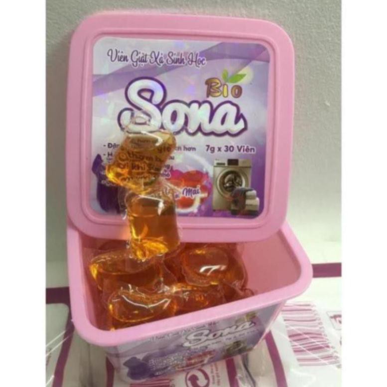 VIÊN GIẶT XẢ 2 IN 1 SONA - HỘP 30 VIÊN, Lưu Hương Lâu, Làm Mềm Vải, Không Gây Kích Ứng Da