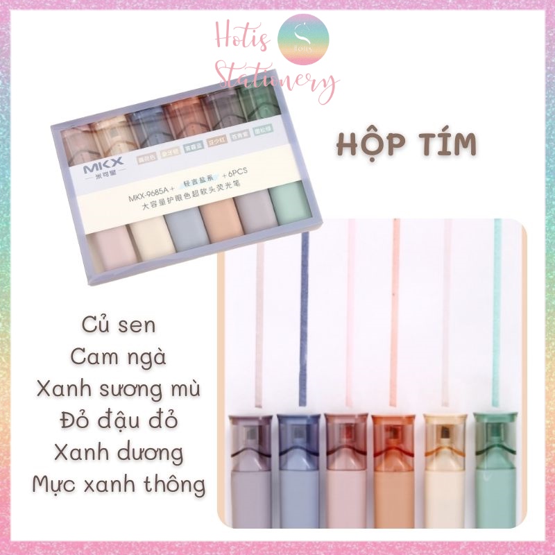 [HOTIS] Bộ 6 bút highlight màu Morandi, bút dạ quang, bút nhớ cao cấp và tinh tế