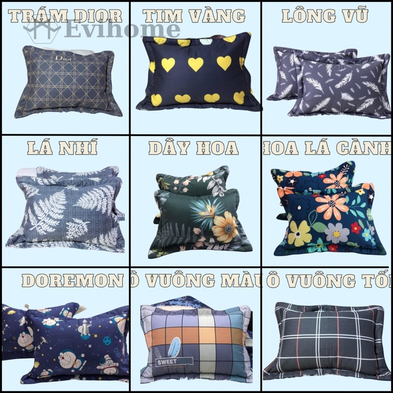 Combo 2 Chiếc Vỏ Gối Cotton Hàn Quốc, Bao Gối Cotton Hàn Quốc Size 45x65cm Siêu Mềm Mịn