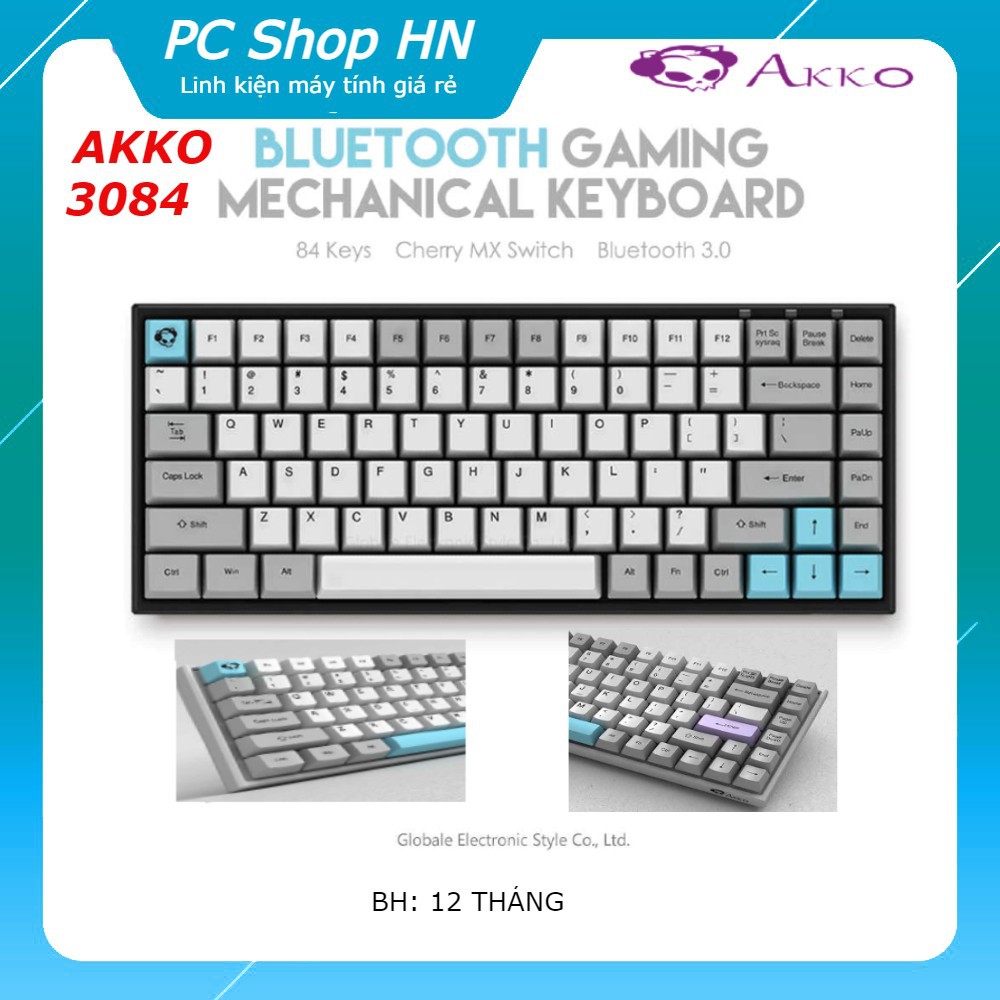 Bàn phím cơ Akko 3084 Silent – Bluetooth 5.0 – Led trắng ( Akko Switch - Gateron Switch ) 84 keys