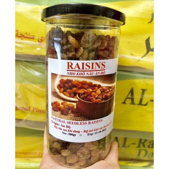 Nho khô nâu Ân Độ hộp 500g