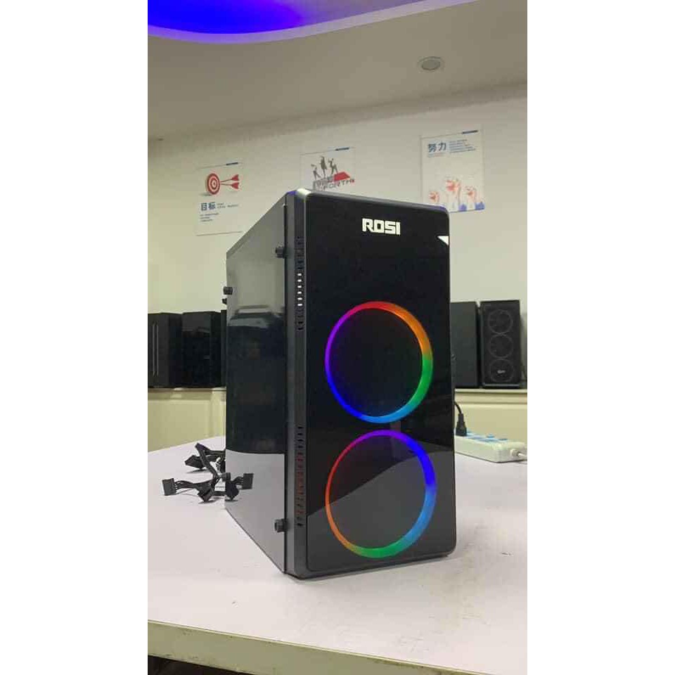 Vỏ case máy tính gaming đẹp rẻ tặng kèm 2,3 fan LED RGB nhiều màu