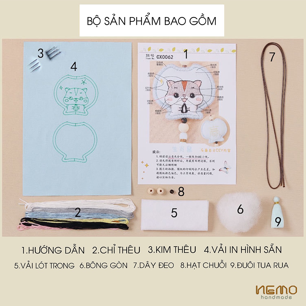 Bộ Kit/ Diy Tự Làm Túi Phước 12 Con Giáp Nemo Handmade - BK12OM