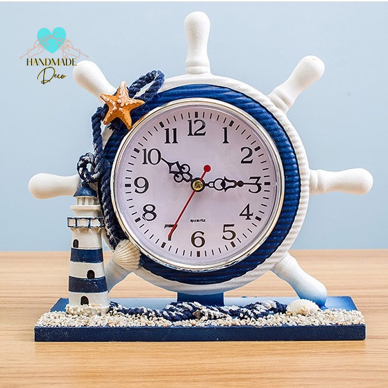Đồng Hồ để bàn hình bánh lai tàu đế vuông phong cách biển