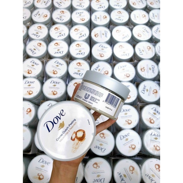 Tẩy Da Chết Dove Exfoliating Body Polish Đức 225ml - Tẩy Tế Bào Chết Giúp Dưỡng Da Trắng Mịn Màng Macca & Lựu