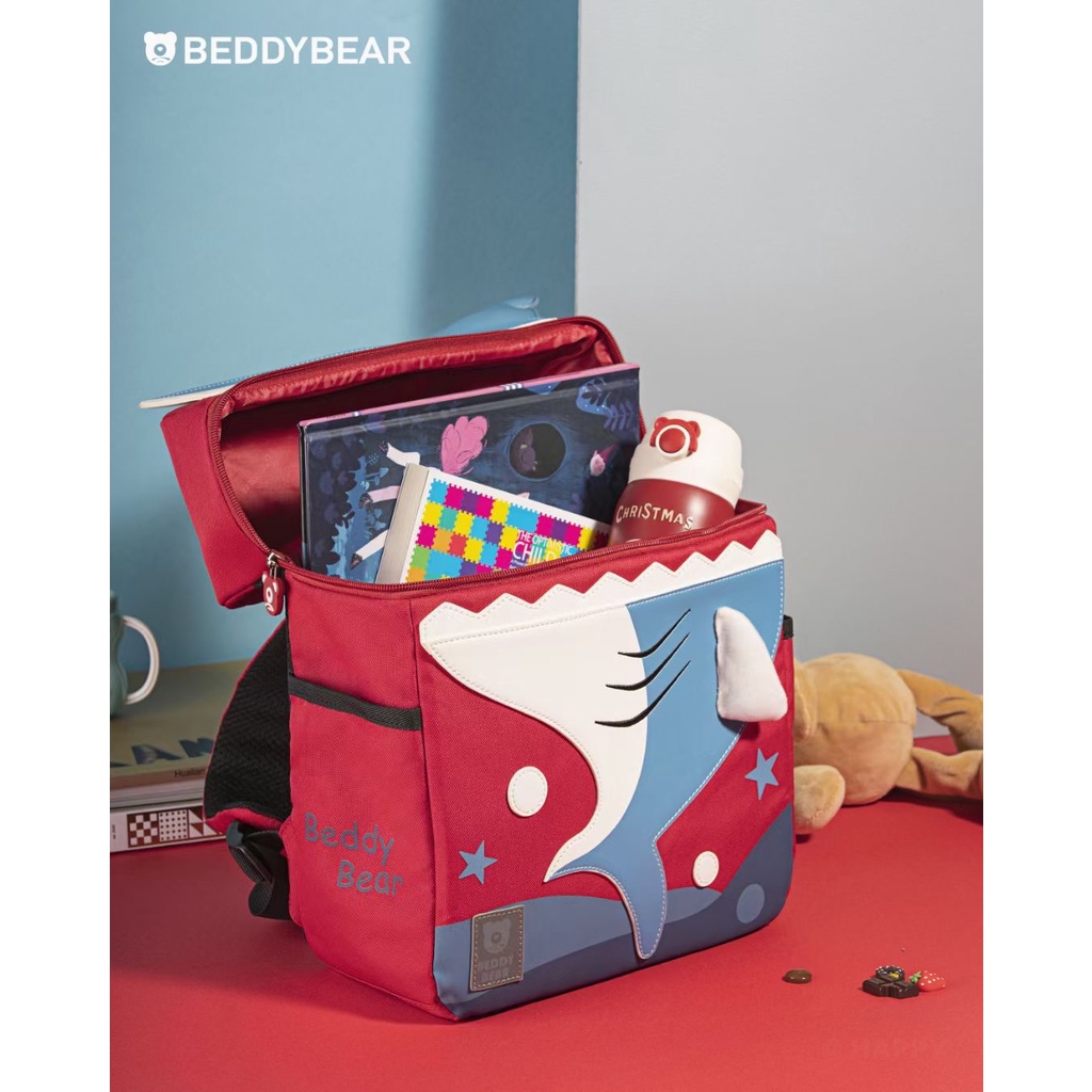 Balo Beddybear Cute Bag In hình Cá Mập - dành cho Bé từ 04 tuổi trở lên -YE-CAMAP. Cao 32 xNgang 26 x rộng 11 Chính hãng